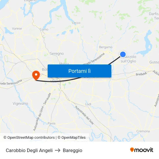 Carobbio Degli Angeli to Bareggio map