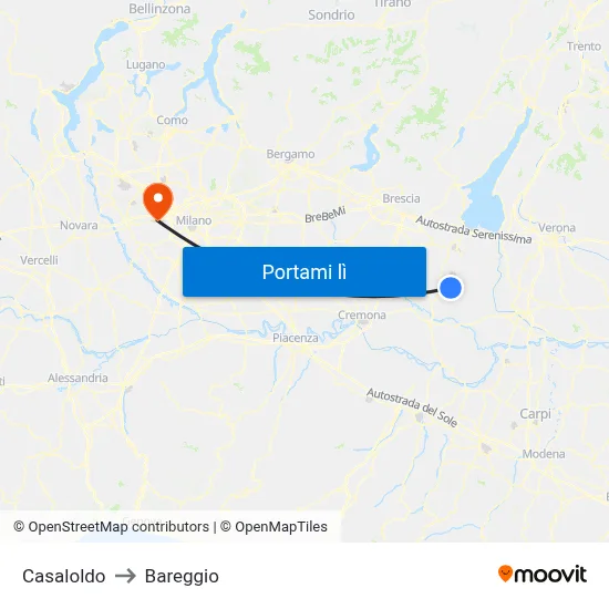 Casaloldo to Bareggio map