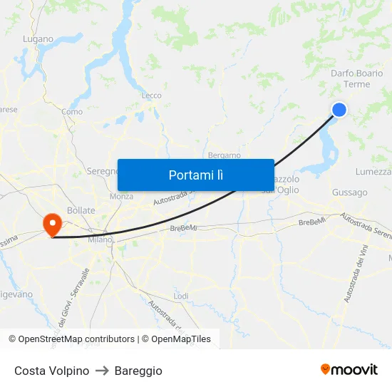 Costa Volpino to Bareggio map