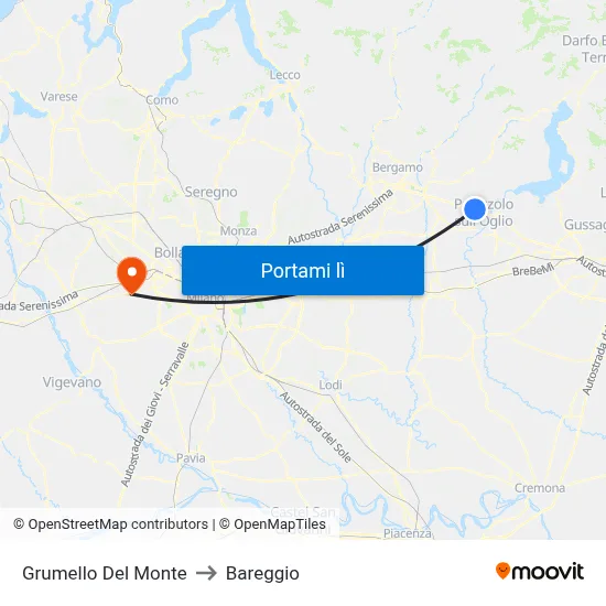 Grumello Del Monte to Bareggio map