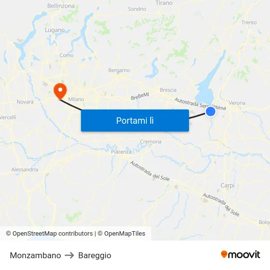 Monzambano to Bareggio map
