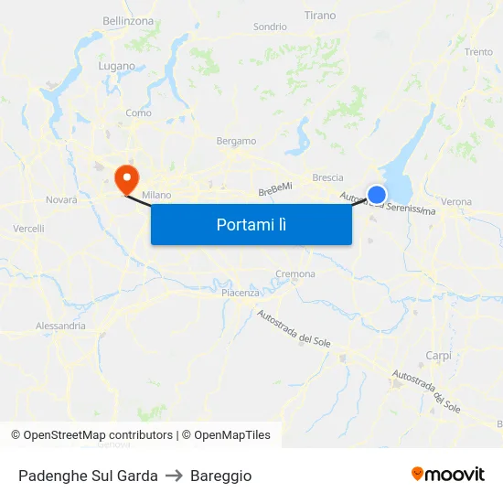 Padenghe Sul Garda to Bareggio map