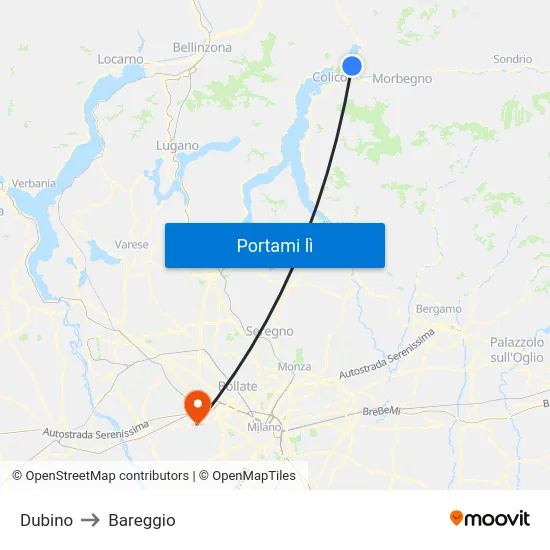 Dubino to Bareggio map