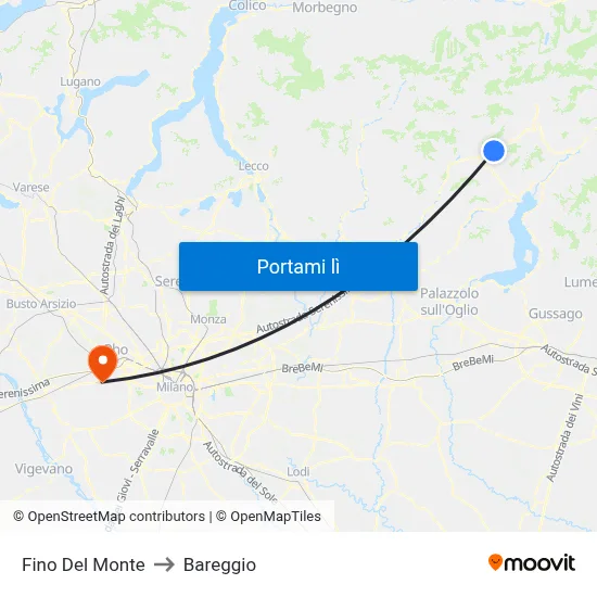 Fino Del Monte to Bareggio map