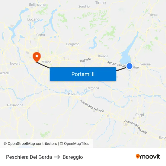 Peschiera Del Garda to Bareggio map