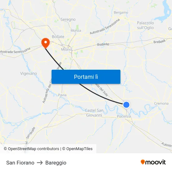 San Fiorano to Bareggio map