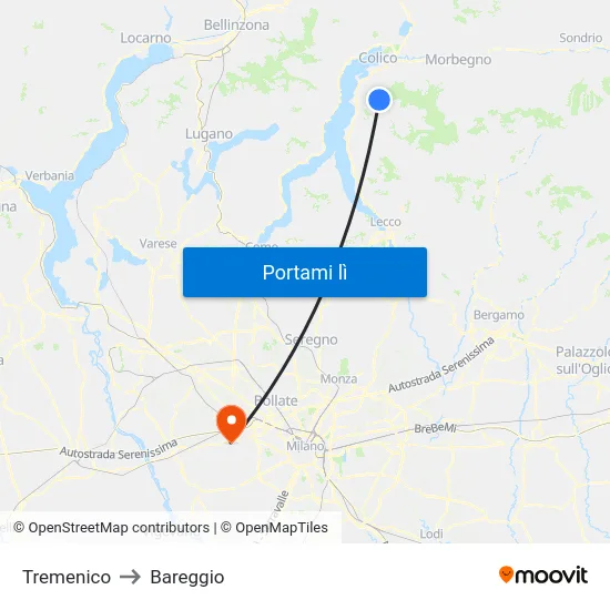 Tremenico to Bareggio map