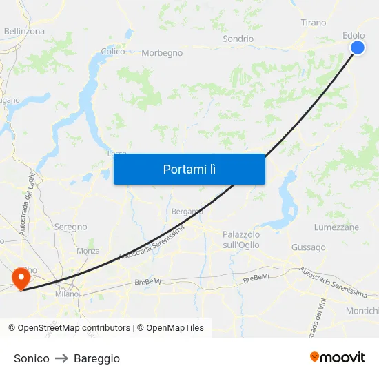 Sonico to Bareggio map