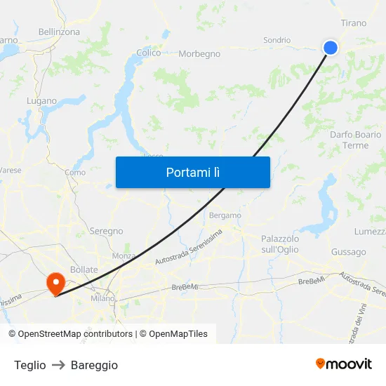 Teglio to Bareggio map