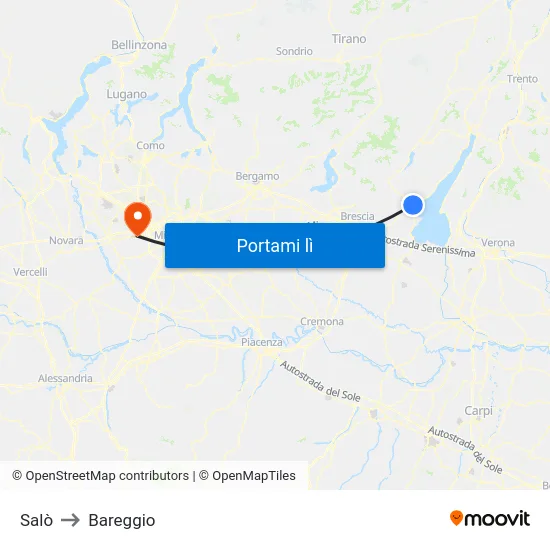 Salò to Bareggio map