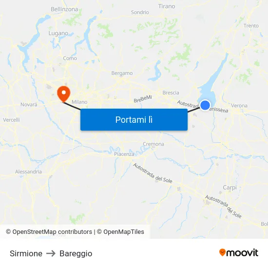 Sirmione to Bareggio map