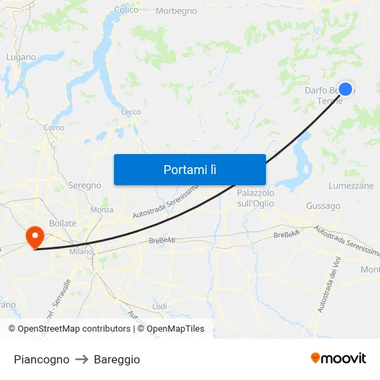 Piancogno to Bareggio map