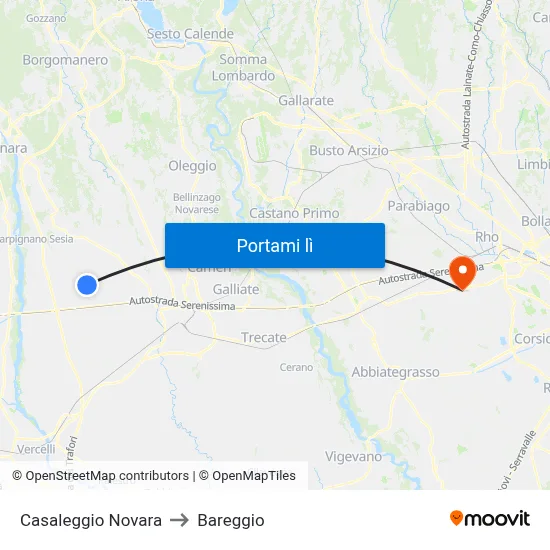 Casaleggio Novara to Bareggio map