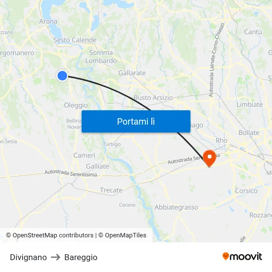 Divignano to Bareggio map