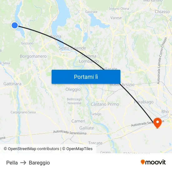 Pella to Bareggio map