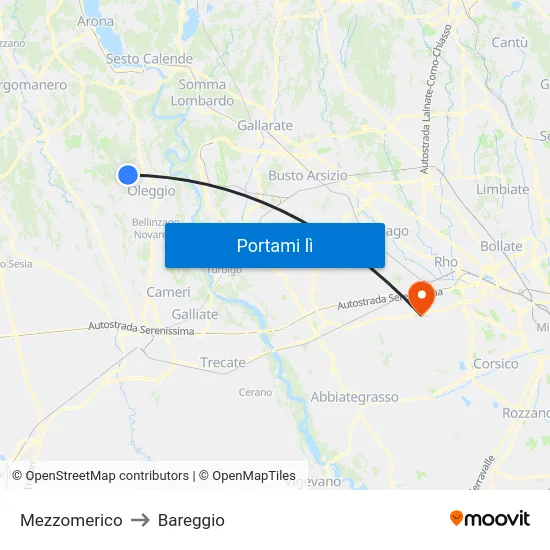Mezzomerico to Bareggio map