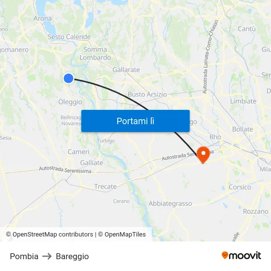 Pombia to Bareggio map