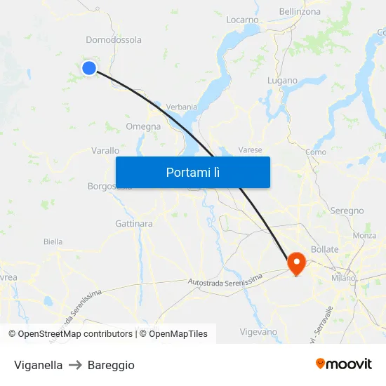 Viganella to Bareggio map