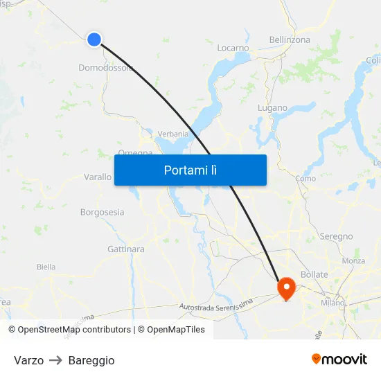 Varzo to Bareggio map