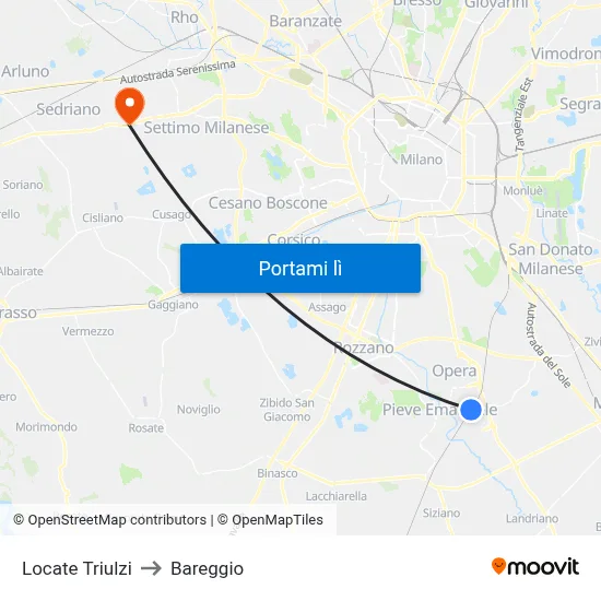 Locate Triulzi to Bareggio map