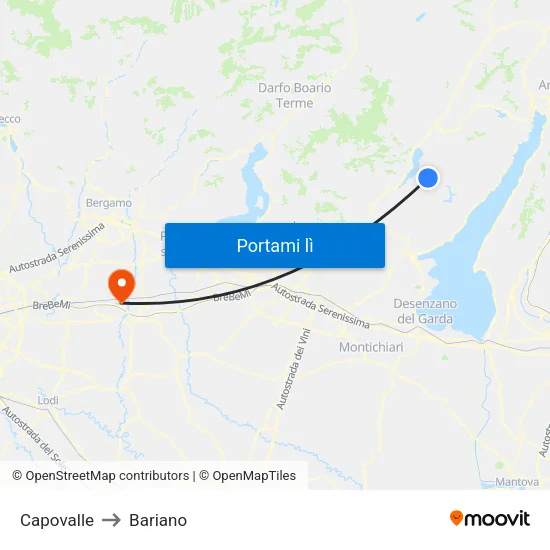 Capovalle to Bariano map