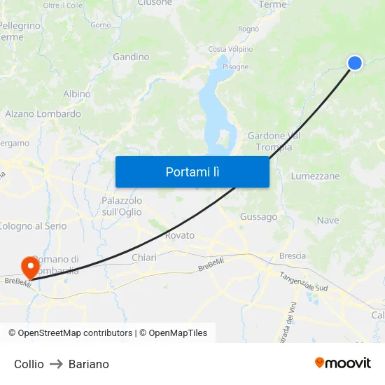 Collio to Bariano map