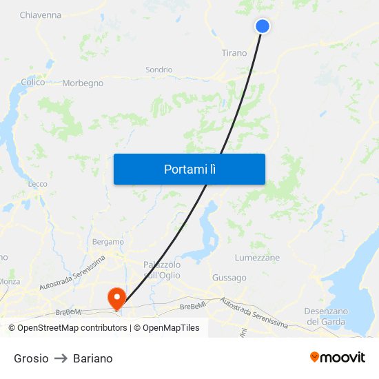 Grosio to Bariano map