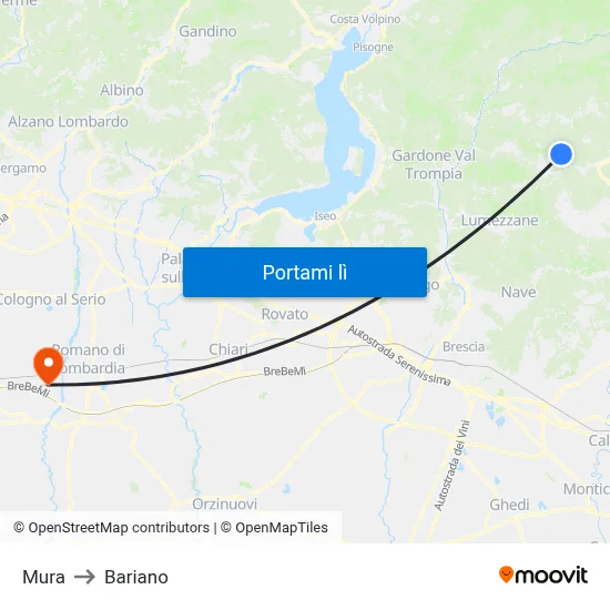Mura to Bariano map