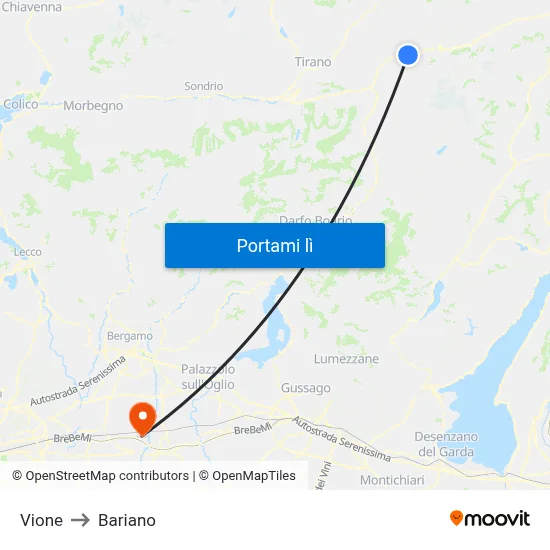 Vione to Bariano map