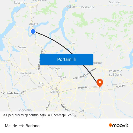 Melide to Bariano map