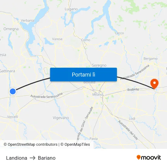 Landiona to Bariano map