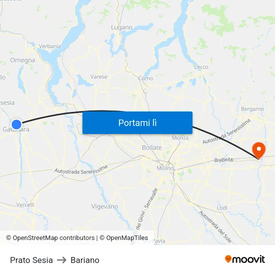 Prato Sesia to Bariano map