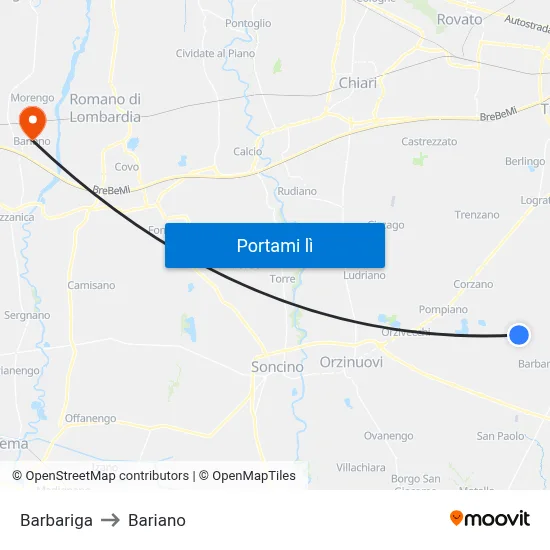 Barbariga to Bariano map