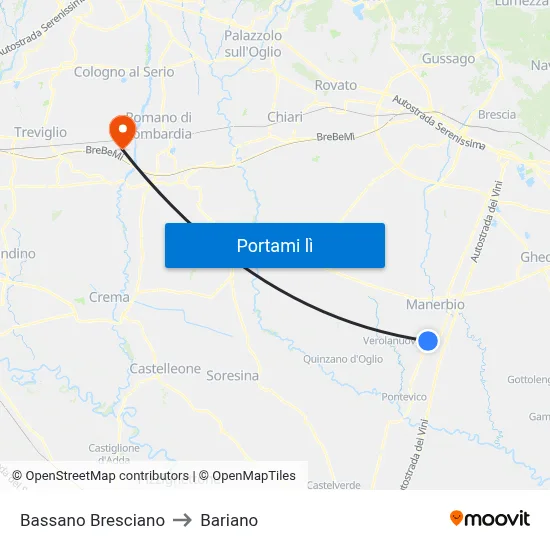 Bassano Bresciano to Bariano map