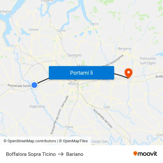 Boffalora Sopra Ticino to Bariano map