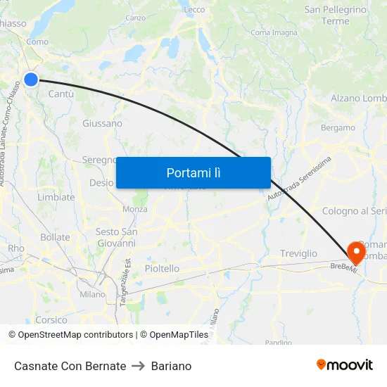 Casnate Con Bernate to Bariano map