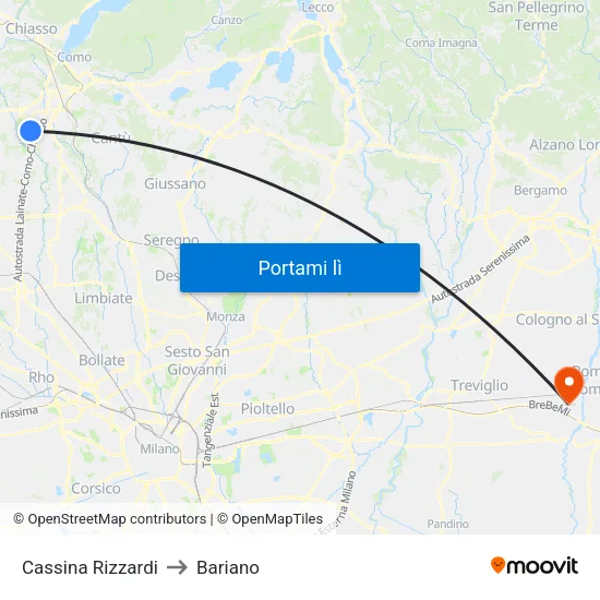 Cassina Rizzardi to Bariano map