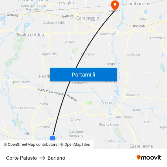 Corte Palasio to Bariano map