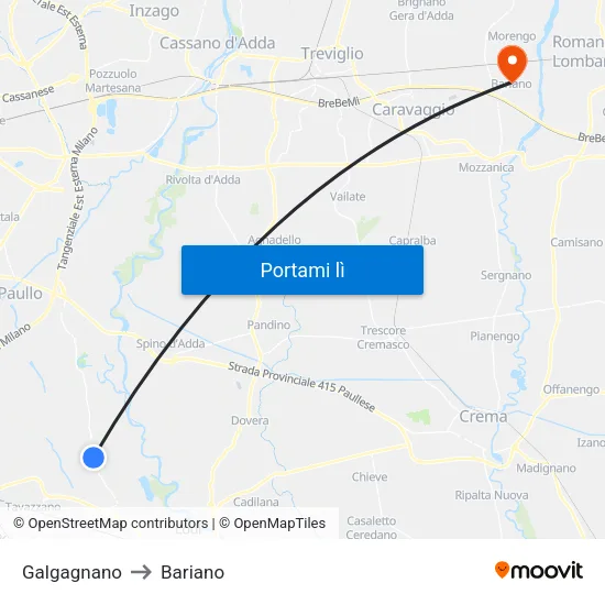 Galgagnano to Bariano map