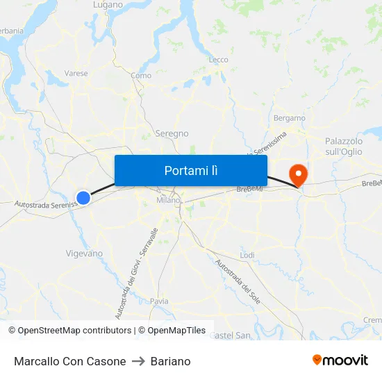 Marcallo Con Casone to Bariano map