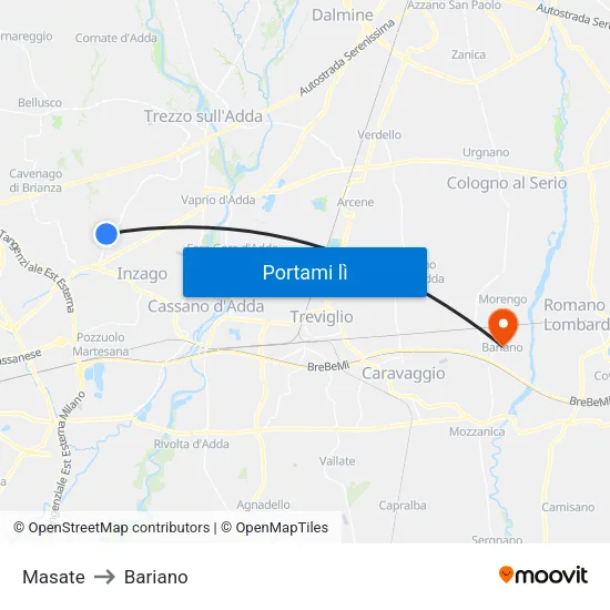 Masate to Bariano map