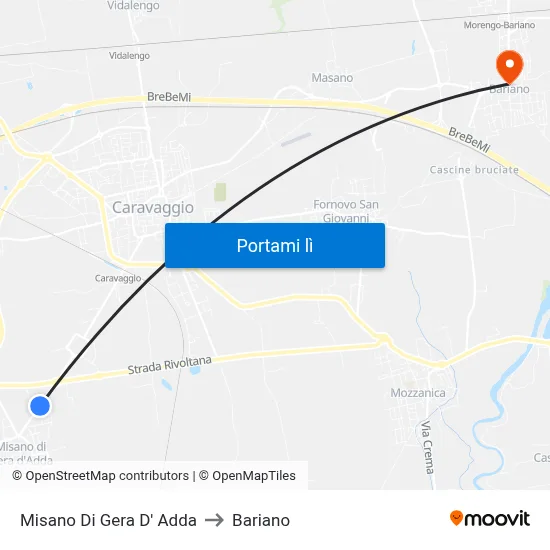 Misano Di Gera D' Adda to Bariano map