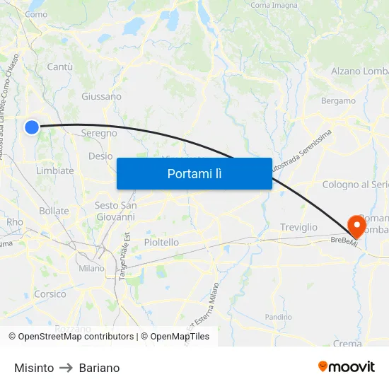 Misinto to Bariano map