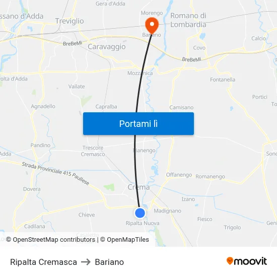 Ripalta Cremasca to Bariano map