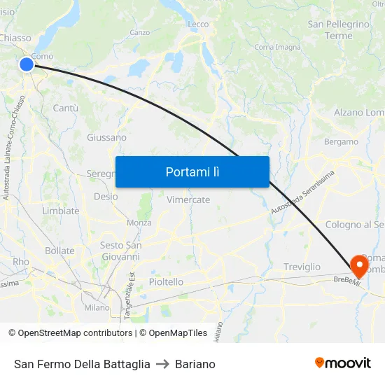 San Fermo Della Battaglia to Bariano map
