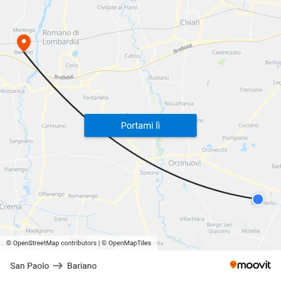 San Paolo to Bariano map