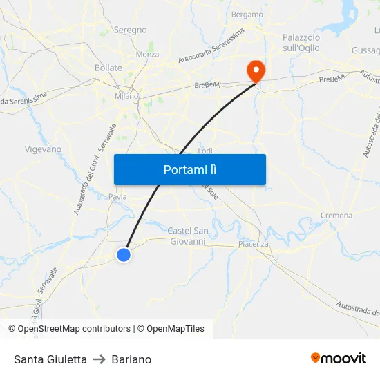 Santa Giuletta to Bariano map