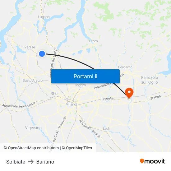 Solbiate to Bariano map