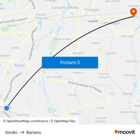 Sordio to Bariano map