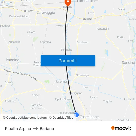 Ripalta Arpina to Bariano map